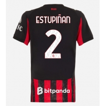 AC Milan Pervis Estupinan #2 Thuis tenue Dames 2025-26 Korte Mouwen