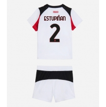 AC Milan Pervis Estupinan #2 Uit tenue Kids 2025-26 Korte Mouwen (+ broek)