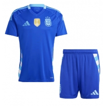 Argentinië Uit tenue Kids Copa America 2024 Korte Mouwen (+ broek)