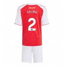 Arsenal William Saliba #2 Thuis tenue Kids 2025-26 Korte Mouwen (+ broek)