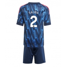 Arsenal William Saliba #2 Uit tenue Kids 2025-26 Korte Mouwen (+ broek)