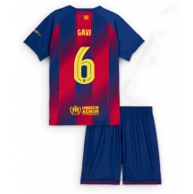 Barcelona Paez Gavi #6 Thuis tenue Kids 2025-26 Korte Mouwen (+ broek)