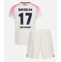 Bayer Leverkusen Eliesse Ben Seghir #17 Uit tenue Kids 2025-26 Korte Mouwen (+ broek)