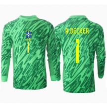 Brazilië Alisson Becker #1 Keeper Thuis tenue Copa America 2024 Lange Mouwen