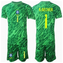 Brazilië Alisson Becker #1 Keeper Thuis tenue Kids Copa America 2024 Korte Mouwen (+ broek)
