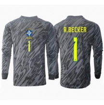 Brazilië Alisson Becker #1 Keeper Uit tenue Copa America 2024 Lange Mouwen
