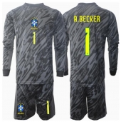 Brazilië Alisson Becker #1 Keeper Uit tenue Kids Copa America 2024 Lange Mouwen (+ broek)