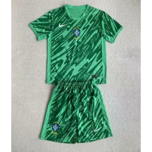 Brazilië Keeper Thuis tenue Kids Copa America 2024 Korte Mouwen (+ broek)