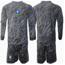 Brazilië Keeper Uit tenue Kids Copa America 2024 Lange Mouwen (+ broek)