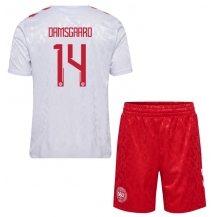 Denemarken Mikkel Damsgaard #14 Uit tenue Kids EK 2024 Korte Mouwen (+ broek)