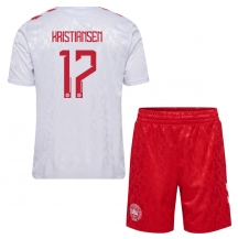 Denemarken Victor Kristiansen #17 Uit tenue Kids EK 2024 Korte Mouwen (+ broek)