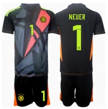 Duitsland Manuel Neuer #1 Keeper Thuis tenue Kids EK 2024 Korte Mouwen (+ broek)