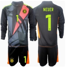 Duitsland Manuel Neuer #1 Keeper Thuis tenue Kids EK 2024 Lange Mouwen (+ broek)