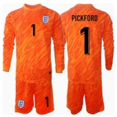 Engeland Jordan Pickford #1 Keeper Thuis tenue Kids EK 2024 Lange Mouwen (+ broek)