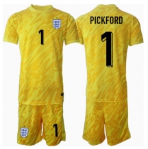 Engeland Jordan Pickford #1 Keeper Uit tenue Kids EK 2024 Korte Mouwen (+ broek)