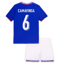 Frankrijk Eduardo Camavinga #6 Thuis tenue Kids EK 2024 Korte Mouwen (+ broek)