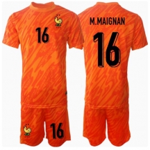 Frankrijk Mike Maignan #16 Keeper Uit tenue Kids EK 2024 Korte Mouwen (+ broek)