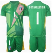 Italië Gianluigi Donnarumma #1 Keeper Uit tenue Kids EK 2024 Korte Mouwen (+ broek)