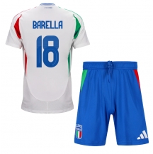 Italië Nicolo Barella #18 Uit tenue Kids EK 2024 Korte Mouwen (+ broek)