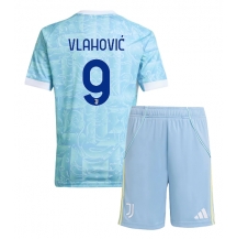 Juventus Dusan Vlahovic #9 Uit tenue Kids 2025-26 Korte Mouwen (+ broek)
