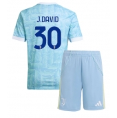 Juventus Jonathan David #30 Uit tenue Kids 2025-26 Korte Mouwen (+ broek)