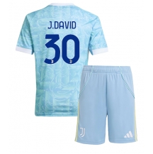Juventus Jonathan David #30 Uit tenue Kids 2025-26 Korte Mouwen (+ broek)