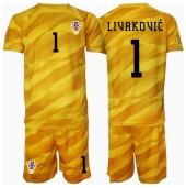 Kroatië Dominik Livakovic #1 Keeper Thuis tenue Kids EK 2024 Korte Mouwen (+ broek)