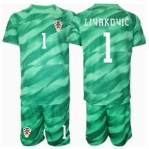 Kroatië Dominik Livakovic #1 Keeper Uit tenue Kids EK 2024 Korte Mouwen (+ broek)