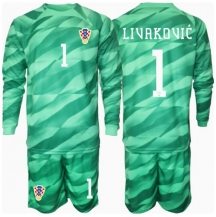 Kroatië Dominik Livakovic #1 Keeper Uit tenue Kids EK 2024 Lange Mouwen (+ broek)