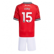 Manchester United Leny Yoro #15 Thuis tenue Kids 2025-26 Korte Mouwen (+ broek)