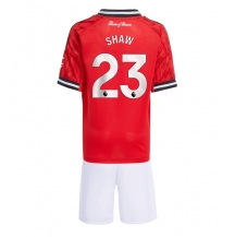 Manchester United Luke Shaw #23 Thuis tenue Kids 2025-26 Korte Mouwen (+ broek)