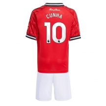 Manchester United Matheus Cunha #10 Thuis tenue Kids 2025-26 Korte Mouwen (+ broek)