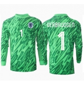 Nederland Bart Verbruggen #1 Keeper Thuis tenue EK 2024 Lange Mouwen