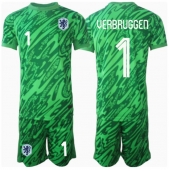 Nederland Bart Verbruggen #1 Keeper Thuis tenue Kids EK 2024 Korte Mouwen (+ broek)
