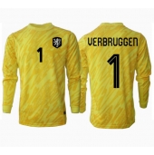 Nederland Bart Verbruggen #1 Keeper Uit tenue EK 2024 Lange Mouwen