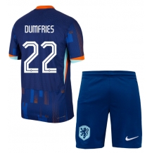 Nederland Denzel Dumfries #22 Uit tenue Kids EK 2024 Korte Mouwen (+ broek)