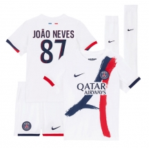 Paris Saint-Germain Joao Neves #87 Uit tenue Kids 2025-26 Korte Mouwen (+ broek)