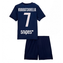 Paris Saint-Germain Khvicha Kvaratskhelia #7 Thuis tenue Kids 2025-26 Korte Mouwen (+ broek)
