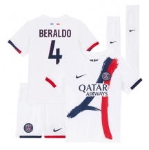 Paris Saint-Germain Lucas Beraldo #4 Uit tenue Kids 2025-26 Korte Mouwen (+ broek)