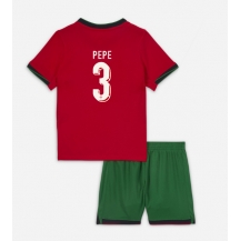 Portugal Pepe #3 Thuis tenue Kids EK 2024 Korte Mouwen (+ broek)
