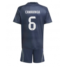 Real Madrid Eduardo Camavinga #6 Uit tenue Kids 2025-26 Korte Mouwen (+ broek)