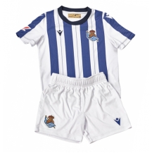 Real Sociedad Thuis tenue Kids 2025-26 Korte Mouwen (+ broek)