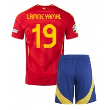 Spanje Lamine Yamal #19 Thuis tenue Kids EK 2024 Korte Mouwen (+ broek)