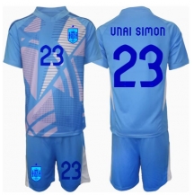 Spanje Unai Simon #23 Keeper Thuis tenue Kids EK 2024 Korte Mouwen (+ broek)