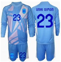 Spanje Unai Simon #23 Keeper Thuis tenue Kids EK 2024 Lange Mouwen (+ broek)