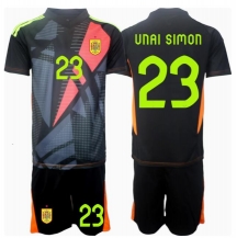 Spanje Unai Simon #23 Keeper Uit tenue Kids EK 2024 Korte Mouwen (+ broek)